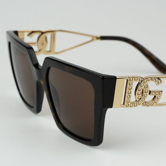 Dolce & Gabbana Black Frame Brown Lens Sunglasses with Gold DG Temples main image 4